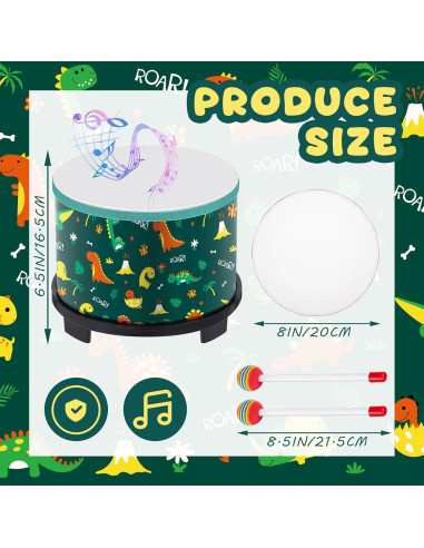 Batería de Suelo Boao para Niños 20.3 x 16.5 cm Dinosaurio