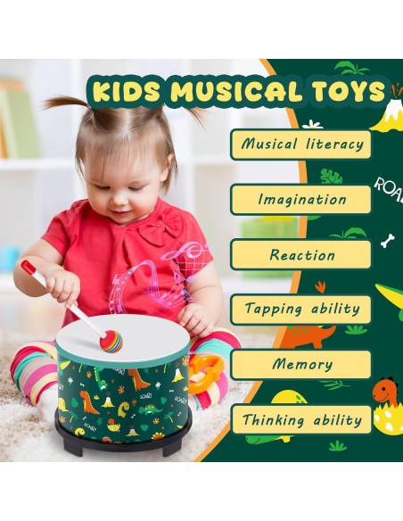 Batería de Suelo Boao para Niños 20.3 x 16.5 cm Dinosaurio