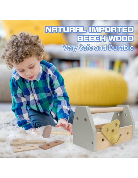 Kit de Herramientas Montessori para Niños - Caja de Madera Amarilla