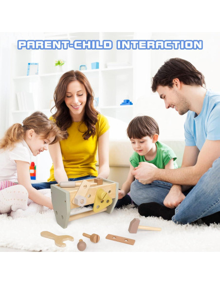 Kit de Herramientas Montessori para Niños - Caja de Madera Amarilla