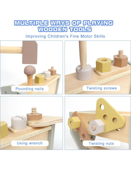 Kit de Herramientas Montessori para Niños - Caja de Madera Amarilla