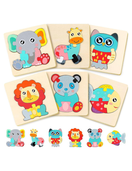 Paquete de 6 Rompecabezas de Madera Kasyat para Niños