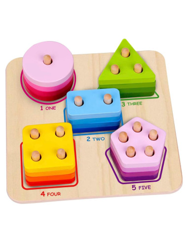Clasificador de Formas Geométricas de Madera TOOKYLAND - 21 Piezas