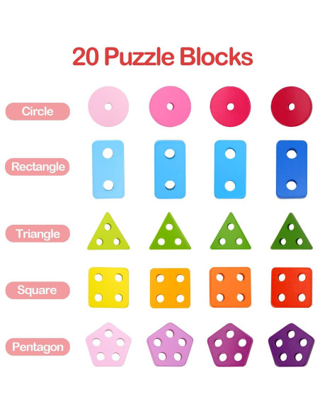 Clasificador de Formas Geométricas de Madera TOOKYLAND - 21 Piezas