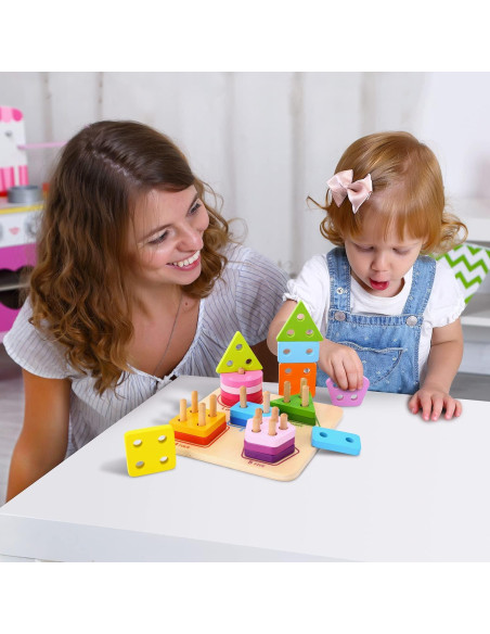 Clasificador de Formas Geométricas de Madera TOOKYLAND - 21 Piezas