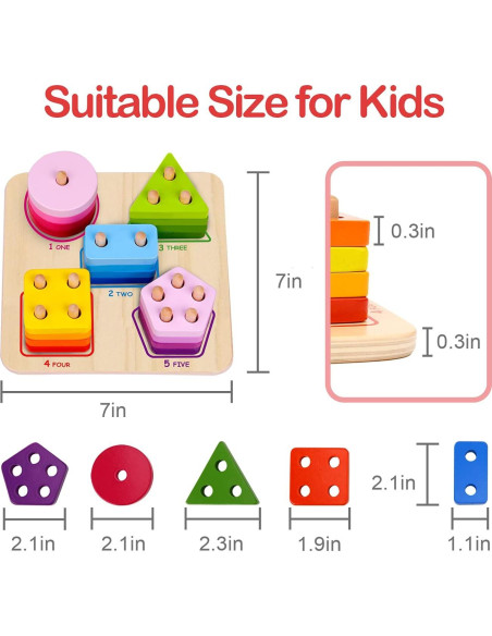 Clasificador de Formas Geométricas de Madera TOOKYLAND - 21 Piezas