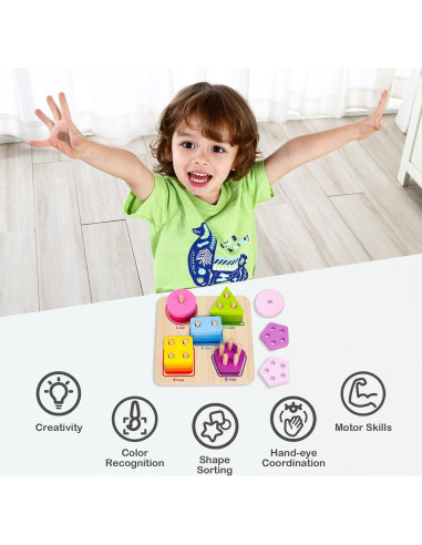 Clasificador de Formas Geométricas de Madera TOOKYLAND - 21 Piezas