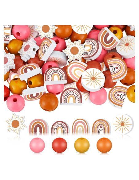 200 Perlas de Madera Arcoíris Waydress para Manualidades DIY