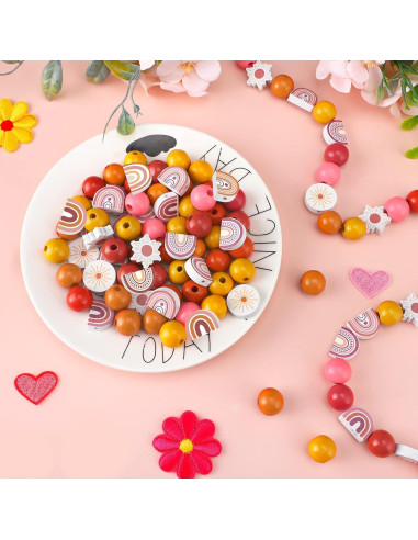 200 Perlas de Madera Arcoíris Waydress para Manualidades DIY