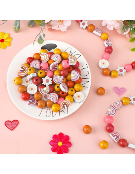 200 Perlas de Madera Arcoíris Waydress para Manualidades DIY