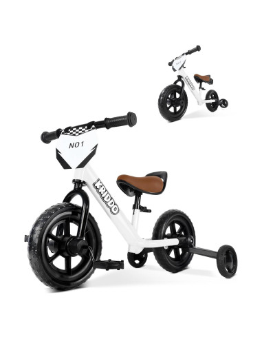 Triciclo 2-en-1 KRIDDO para Niños Blanco - Bicicleta de Equilibrio