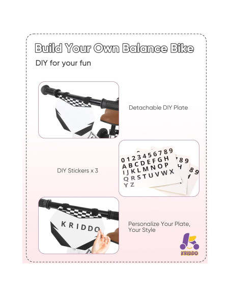 Triciclo 2-en-1 KRIDDO para Niños Blanco - Bicicleta de Equilibrio