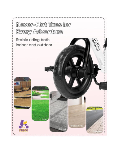 Triciclo 2-en-1 KRIDDO para Niños Blanco - Bicicleta de Equilibrio