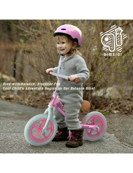 Bicicleta de Equilibrio SIMEIQI 12" Rosa Ajustable para Niños