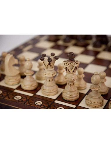 Juego de Ajedrez de Madera Hecho a Mano 55cm con Piezas Talladas