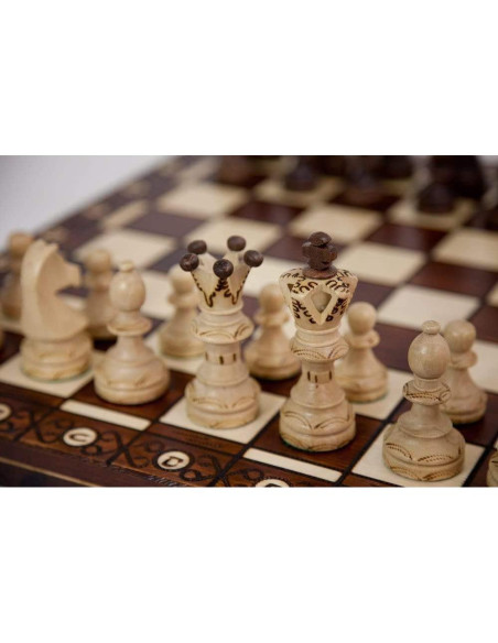 Juego de Ajedrez de Madera Hecho a Mano 55cm con Piezas Talladas