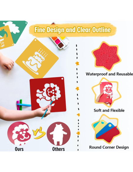 20 Plantillas de Dibujo ViikiFain 20x20 cm + 5 Hojas de Papel