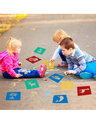 20 Plantillas de Dibujo ViikiFain 20x20 cm + 5 Hojas de Papel