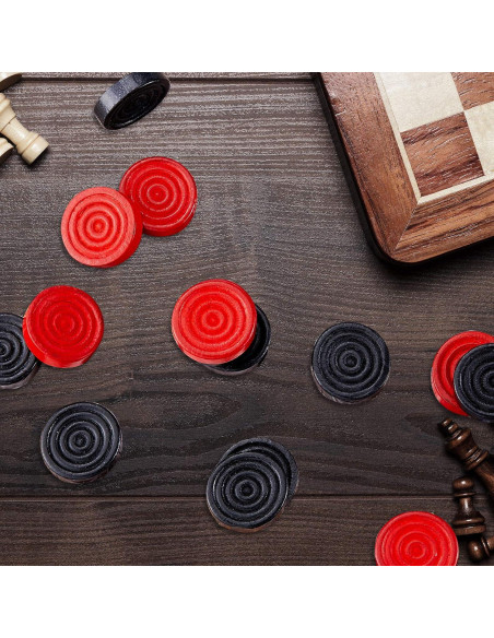 72 Fichas de Damas de Madera Skylety 2.69 cm Rojo y Negro