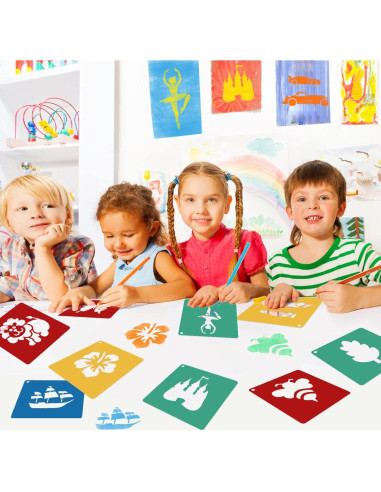 20 Plantillas de Dibujo ViikiFain 20x20 cm + 5 Hojas de Papel