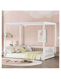 Cama con Dosel Completa Bellemave para Niños Blanca