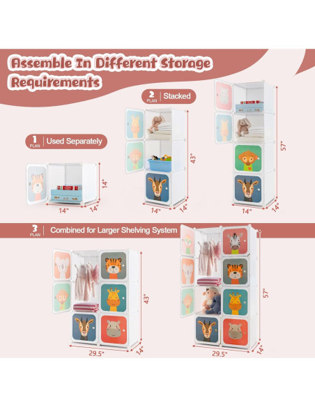Armario Infantil Costzon 8 Cubos Blanco Organizador Modular