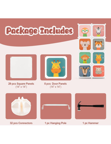 Armario Infantil Costzon 8 Cubos Blanco Organizador Modular