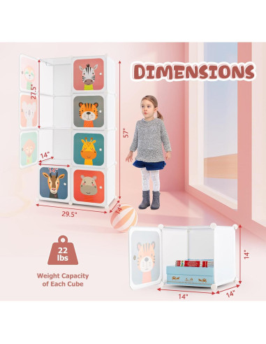 Armario Infantil Costzon 8 Cubos Blanco Organizador Modular
