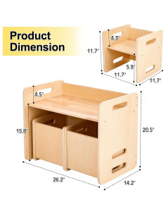 Conjunto de Mesa y Sillas de Madera GOME para Niños 1-6 Años 2