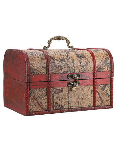 Cofre del Tesoro Vintage ELLDOO - Caja de Almacenamiento Madera 26x16x16 cm