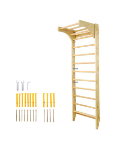 Escalera Sueca de Madera Tomkate con Barra Dominadas Ajustable