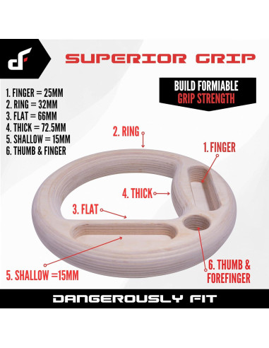 Anillas de Gimnasia Dangerously Fit con Hangboard Integrado