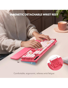 Teclado Inalámbrico Retro SABLUTE Rosa con Reposamuñecas 2