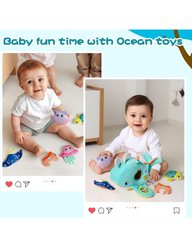 Juguete Sensorial para Bebés KOTY Casa Ballena con 6 Animales