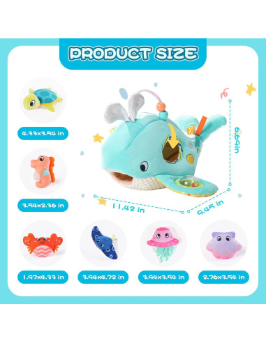 Juguete Sensorial para Bebés KOTY Casa Ballena con 6 Animales