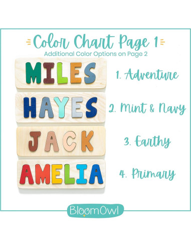 Rompecabezas de Nombre Personalizado Bloom Owl - Madera 25.4-76.2 cm