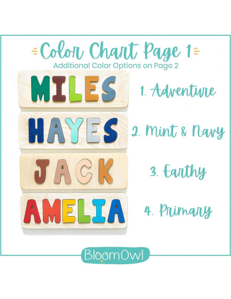 Rompecabezas de Nombre Personalizado Bloom Owl - Madera 25.4-76.2 cm