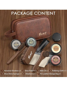 Kit de Brillo para Zapatos Jiuzuan 13 Piezas Cuidado Cuero 2