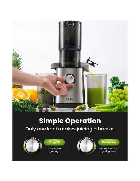 Extractor de Jugo Masticador GDOR SJ060 Plata 1.18 kg 120V Extractor de Jugo Masticador GDOR SJ060 Plata 1.18 kg 120V