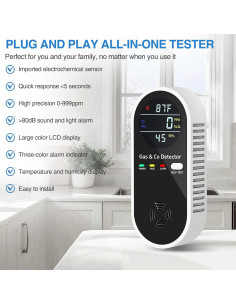 Detector de Monóxido de Carbono KAKIMENT 4-en-1 Enchufable 2