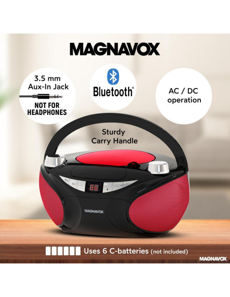 Reproductor de CD Magnavox MD6949 Portátil Bluetooth Negro