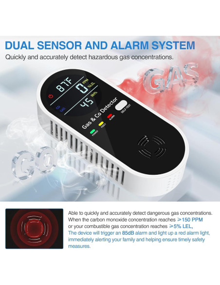 Detector de Monóxido de Carbono KAKIMENT 4-en-1 Enchufable Detector de Monóxido de Carbono KAKIMENT 4-en-1 Enchufable