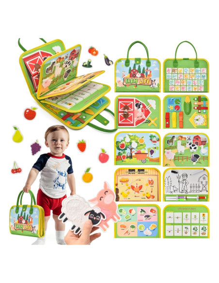 Tablero Ocupado Montessori Silouka Granja Verde 8 Páginas