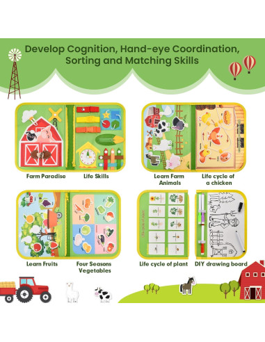 Tablero Ocupado Montessori Silouka Granja Verde 8 Páginas