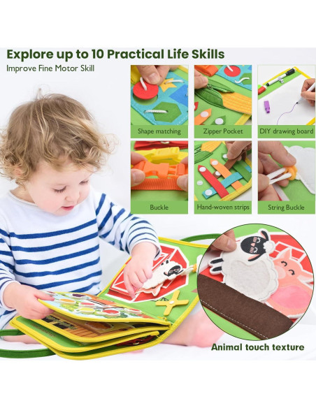 Tablero Ocupado Montessori Silouka Granja Verde 8 Páginas