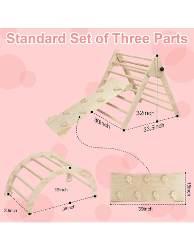 Conjunto Triángulo Pikler 5 en 1 EDOSTORY para Niños - Madera Natural