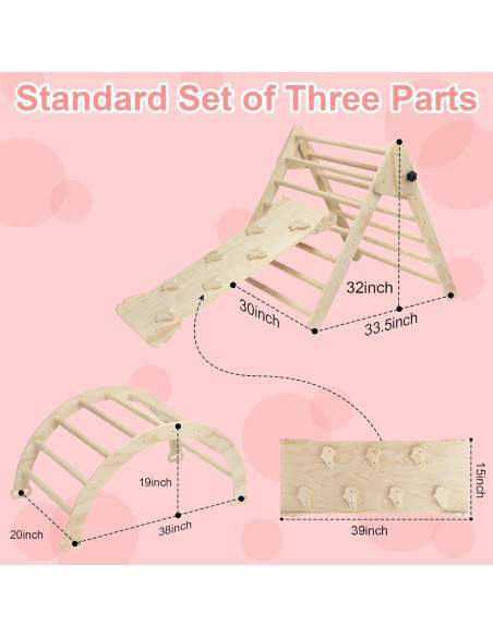 Conjunto Triángulo Pikler 5 en 1 EDOSTORY para Niños - Madera Natural