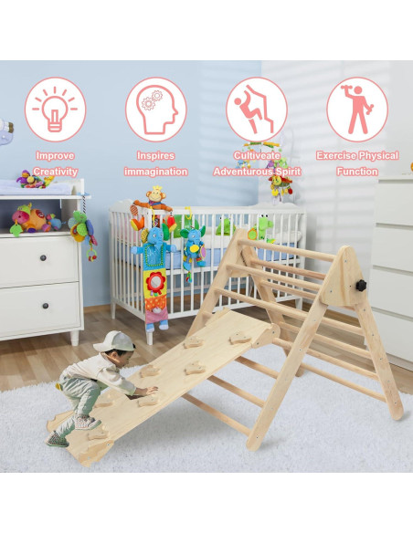 Conjunto Triángulo Pikler 5 en 1 EDOSTORY para Niños - Madera Natural