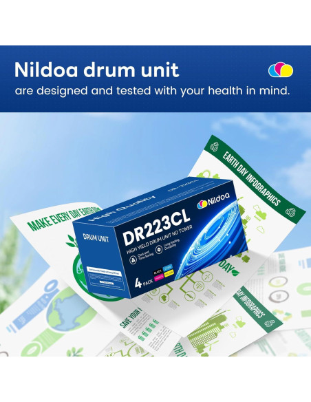 Unidad de Tambor Nildoa DR223CL Reemplazo 4 Paquetes para Brother