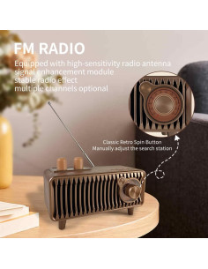 Altavoz Bluetooth Retro CYBORIS T7 Madera Nogal 20W 2